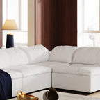 Canapé d'angle en U gris tendre Wabi-Sabi avec extrémités ouvertes