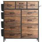 Commode haute en tissu à 12 tiroirs pour chambre à coucher