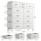 Commode haute en tissu à 12 tiroirs pour chambre à coucher