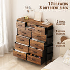 Commode haute en tissu à 12 tiroirs pour chambre à coucher