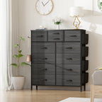 Commode haute en tissu à 12 tiroirs pour chambre à coucher