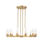 Lustre à 12 lumières en forme de roue de chariot en verre transparent, style moderne du milieu du siècle, grand modèle doré/noir