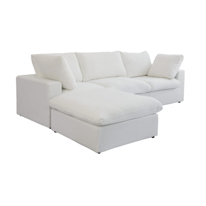 Canapé sectionnel moderne en forme de L de 120 pouces, canapé modulaire en lin avec pouf de rangement