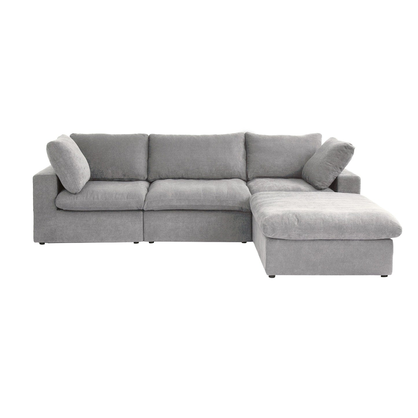 Canapé sectionnel moderne en forme de L de 120 pouces, canapé modulaire en lin avec pouf de rangement