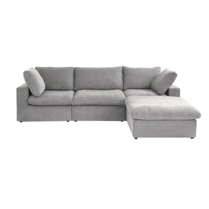 Canapé sectionnel moderne en forme de L de 120 pouces, canapé modulaire en lin avec pouf de rangement
