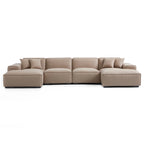 Domus Modular Khaki Leather U-Shaped Sectional Sofa