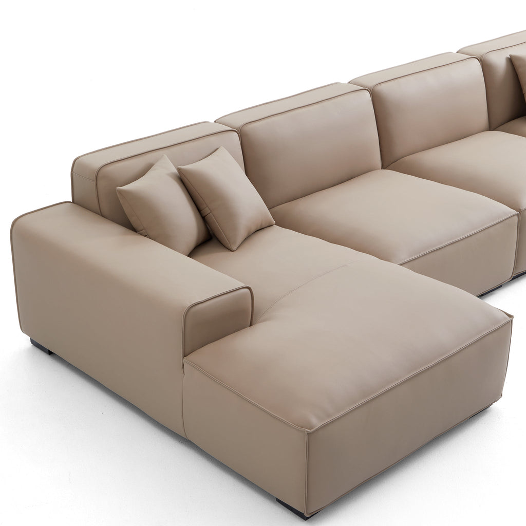 Domus Modular Black Leather U-Shaped Sectional