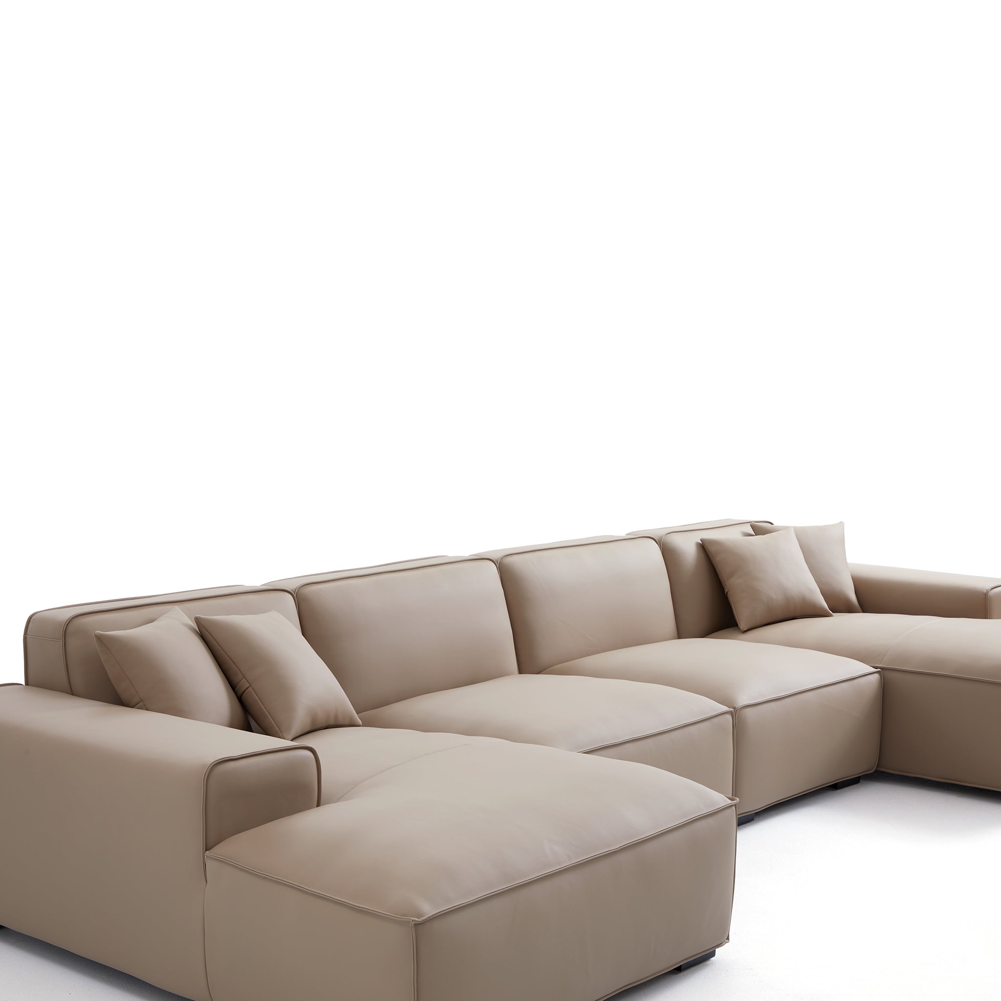 Domus Modular Brown Leather Double Chaise Sectional