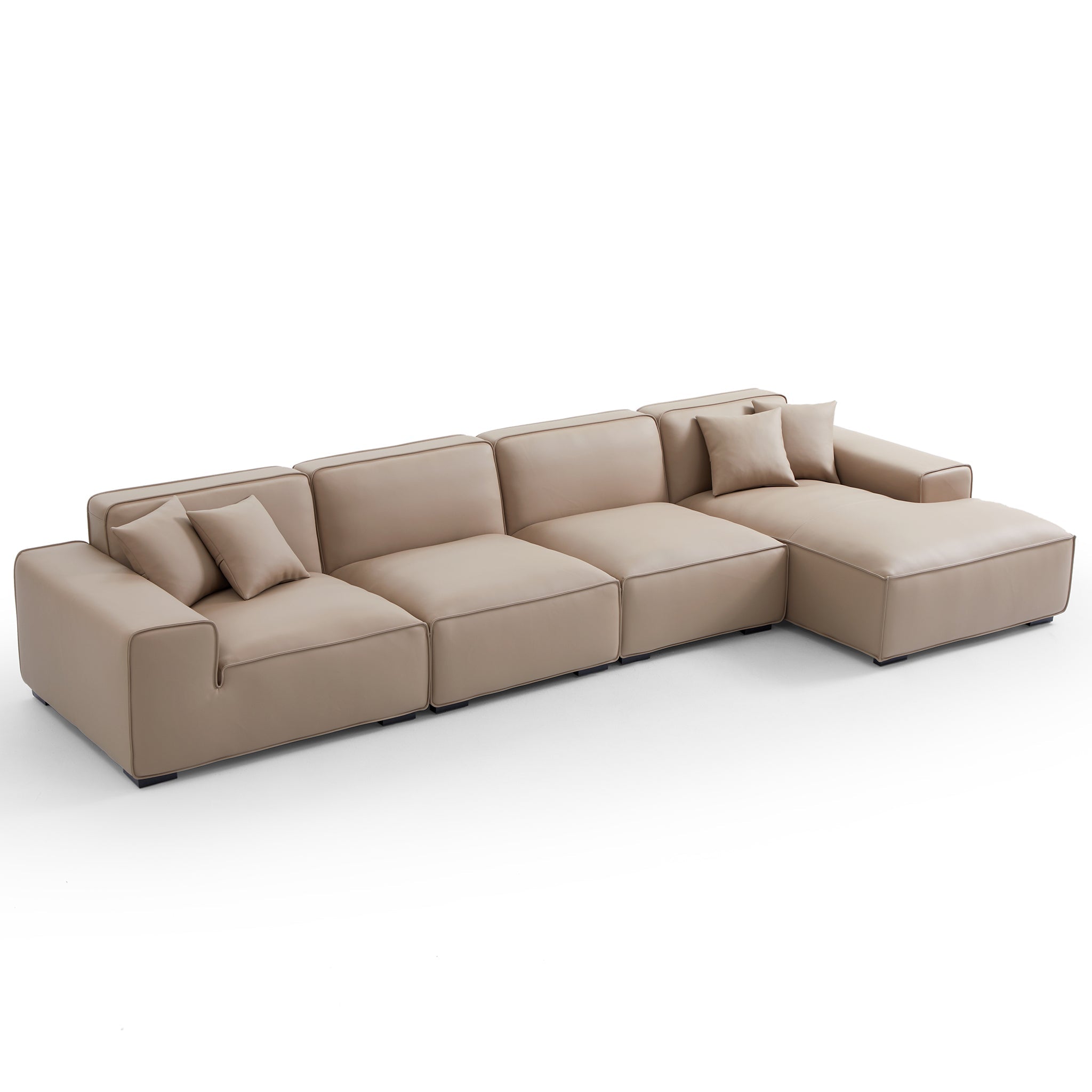 Domus Modular Black Leather Sectional Sofa