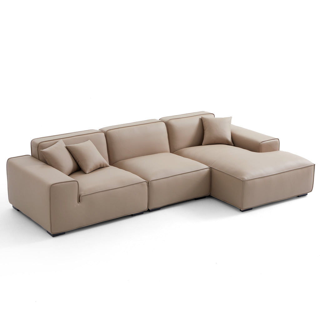 Domus Modular Beige Leather Sectional Sofa