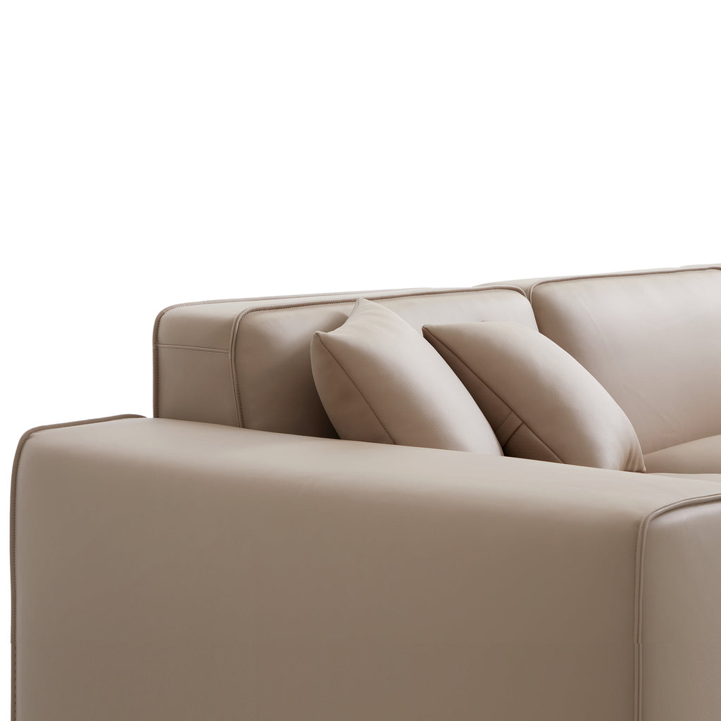 Domus Modular Beige Leather Sofa and Ottoman