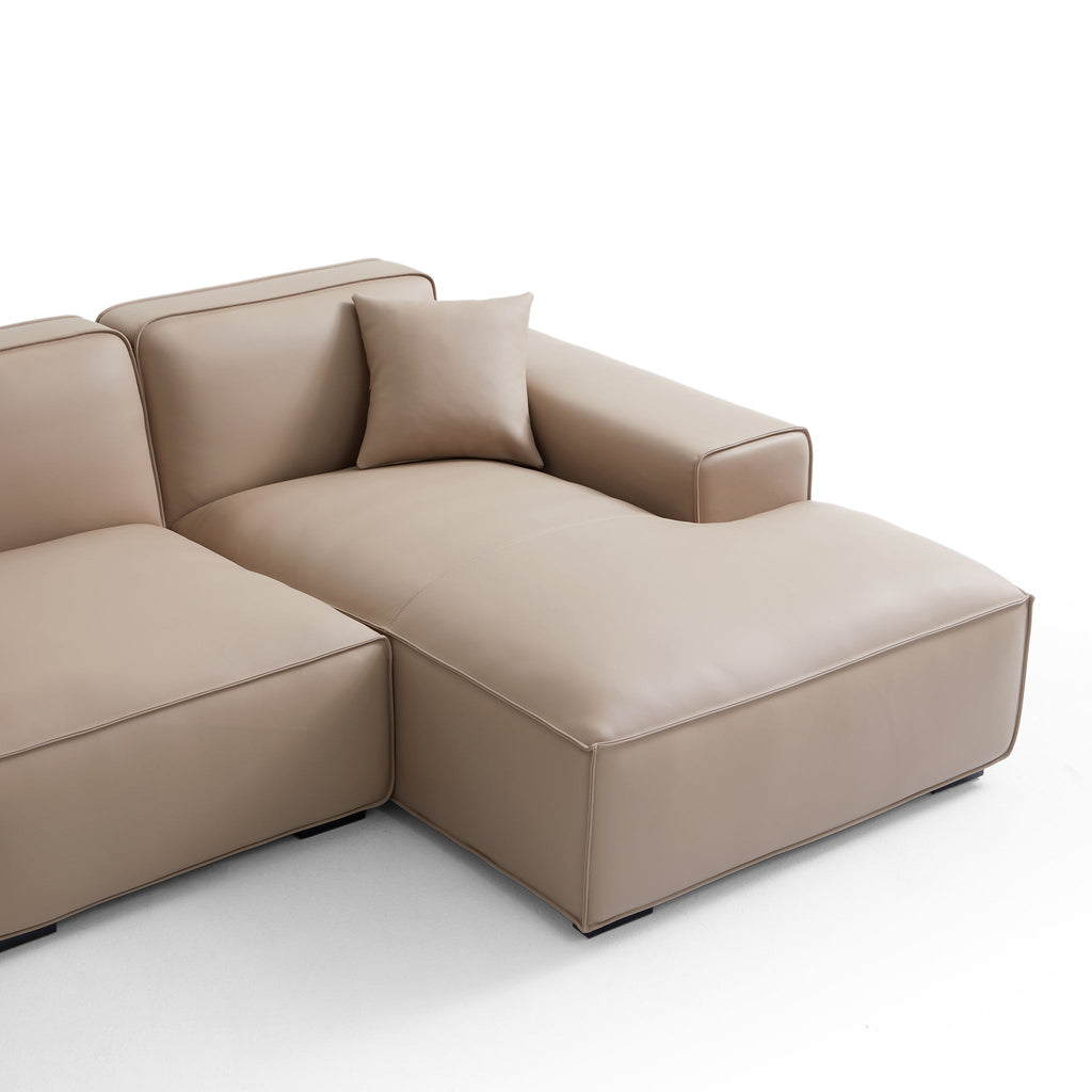 Domus Modular Beige Leather Double Chaise Sectional