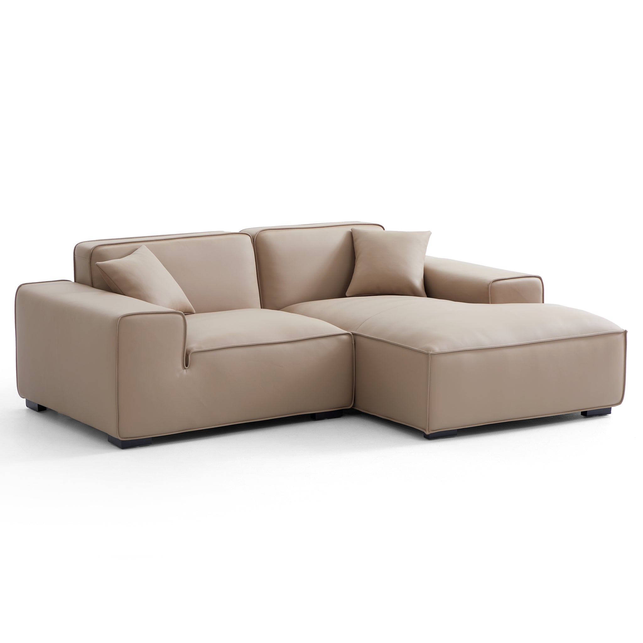 Domus Modular Khaki Leather Sectional Sofa