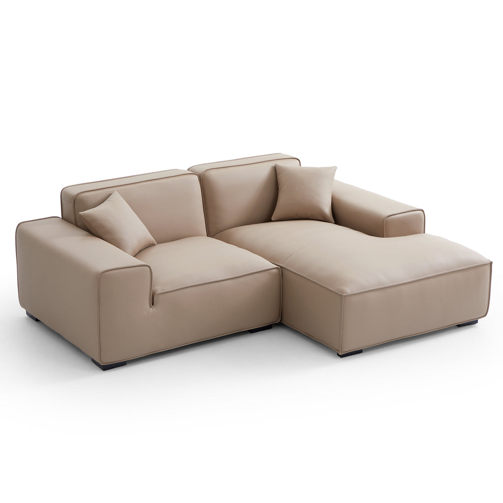 Domus Modular Black Leather Sectional Sofa