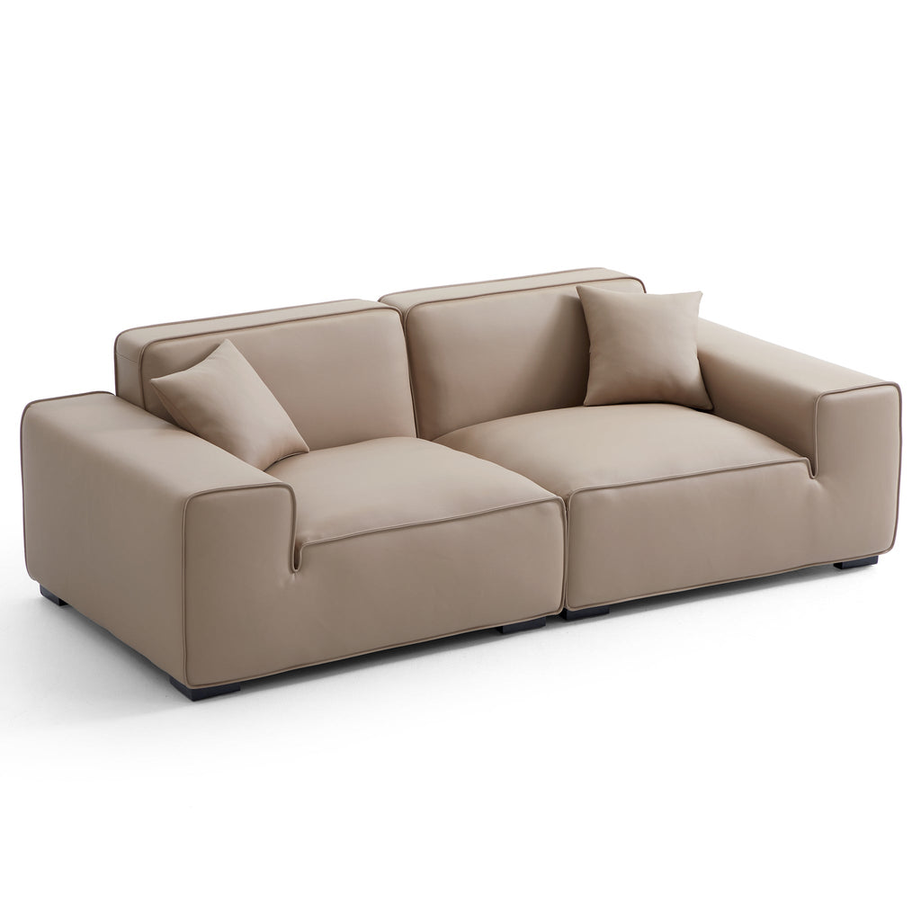 Domus Modular Black Leather Sofa