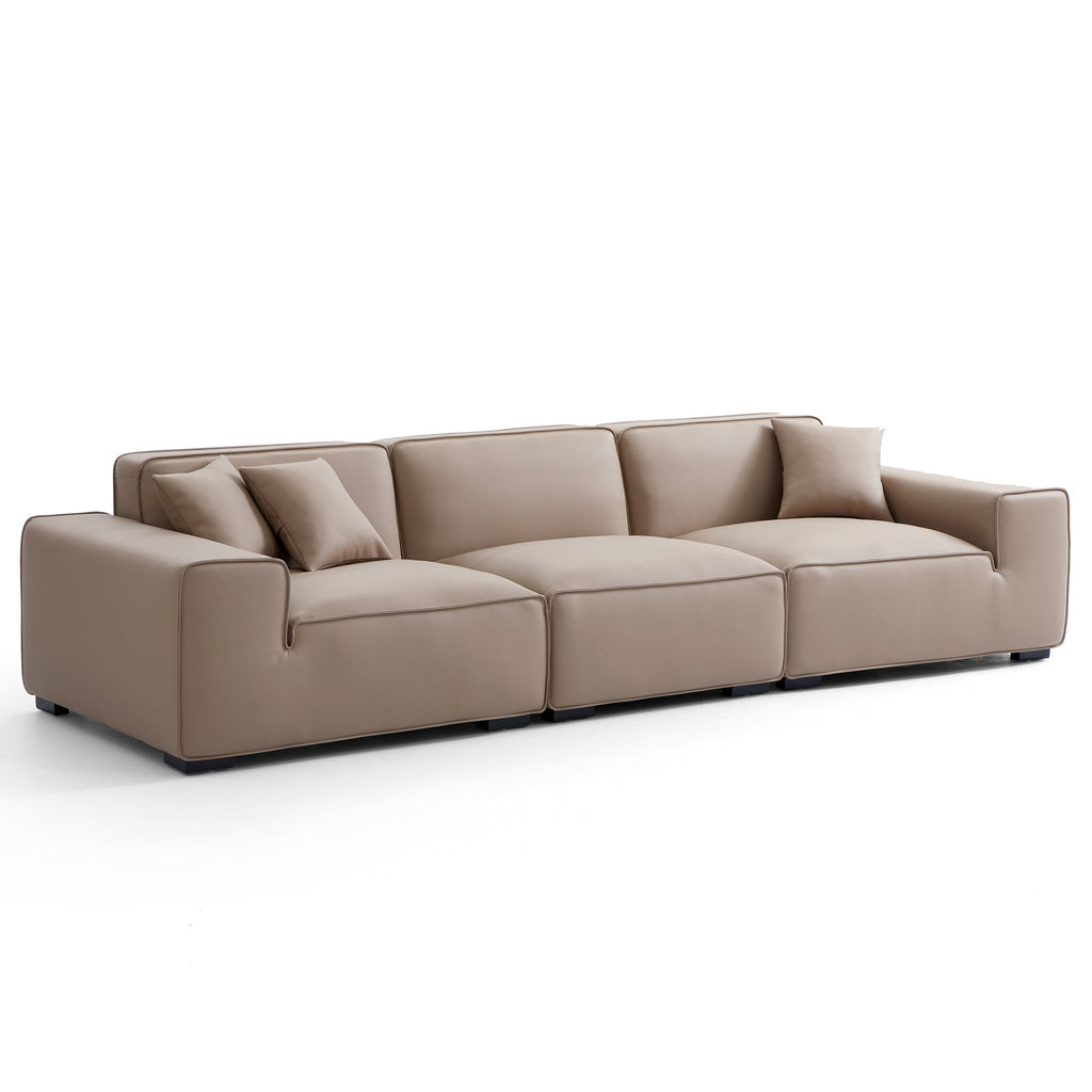 Domus Modular Black Leather Sofa