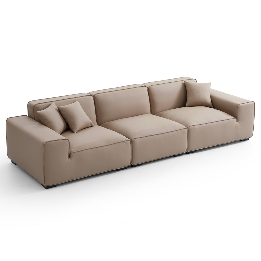Domus Modular Black Leather Sofa