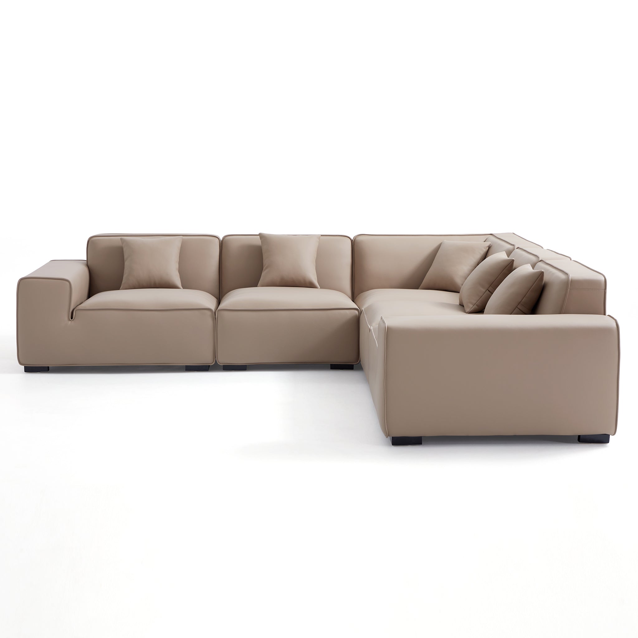Domus Modular Brown Leather L-Shaped Sectional