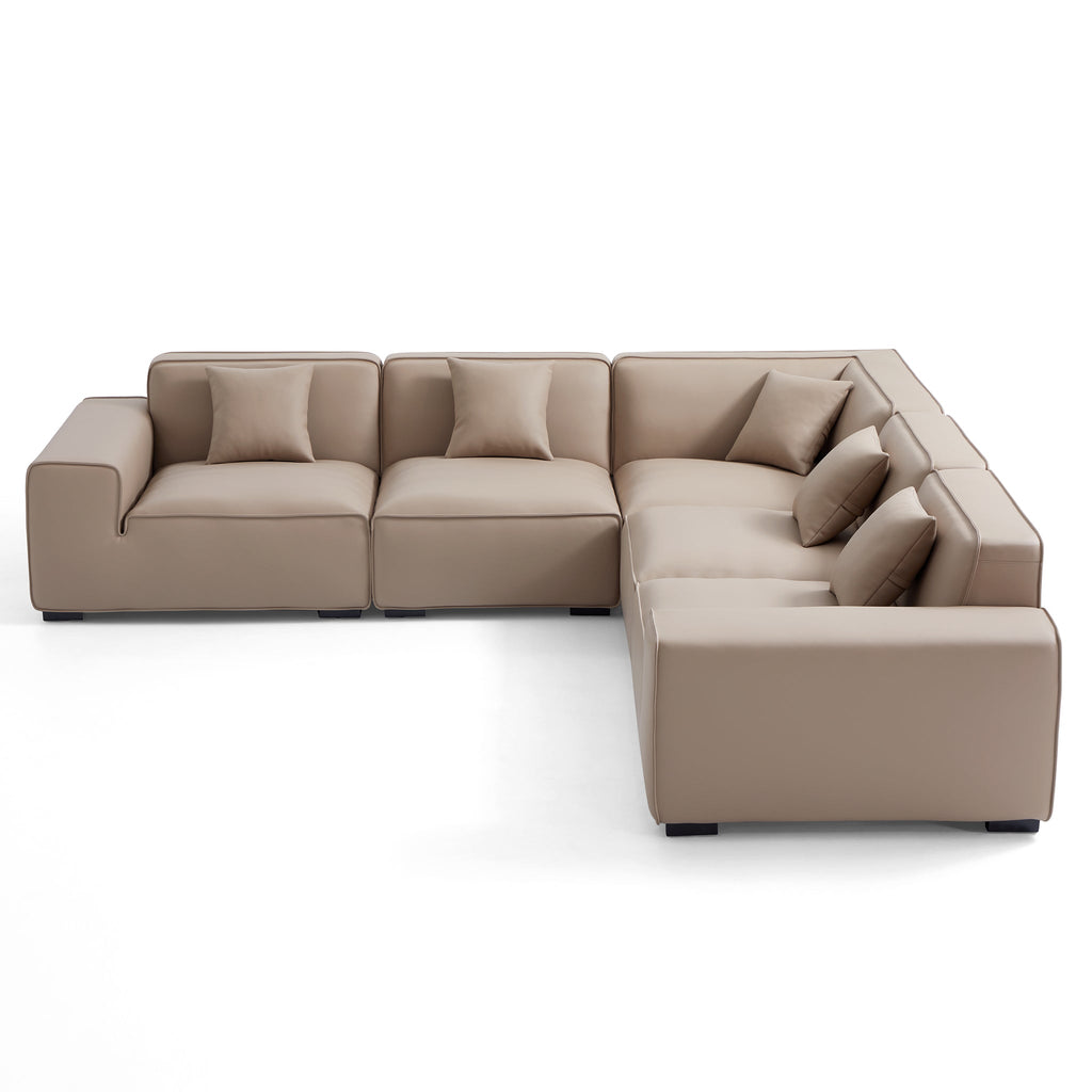 Domus Modular Brown Leather L-Shaped Sectional