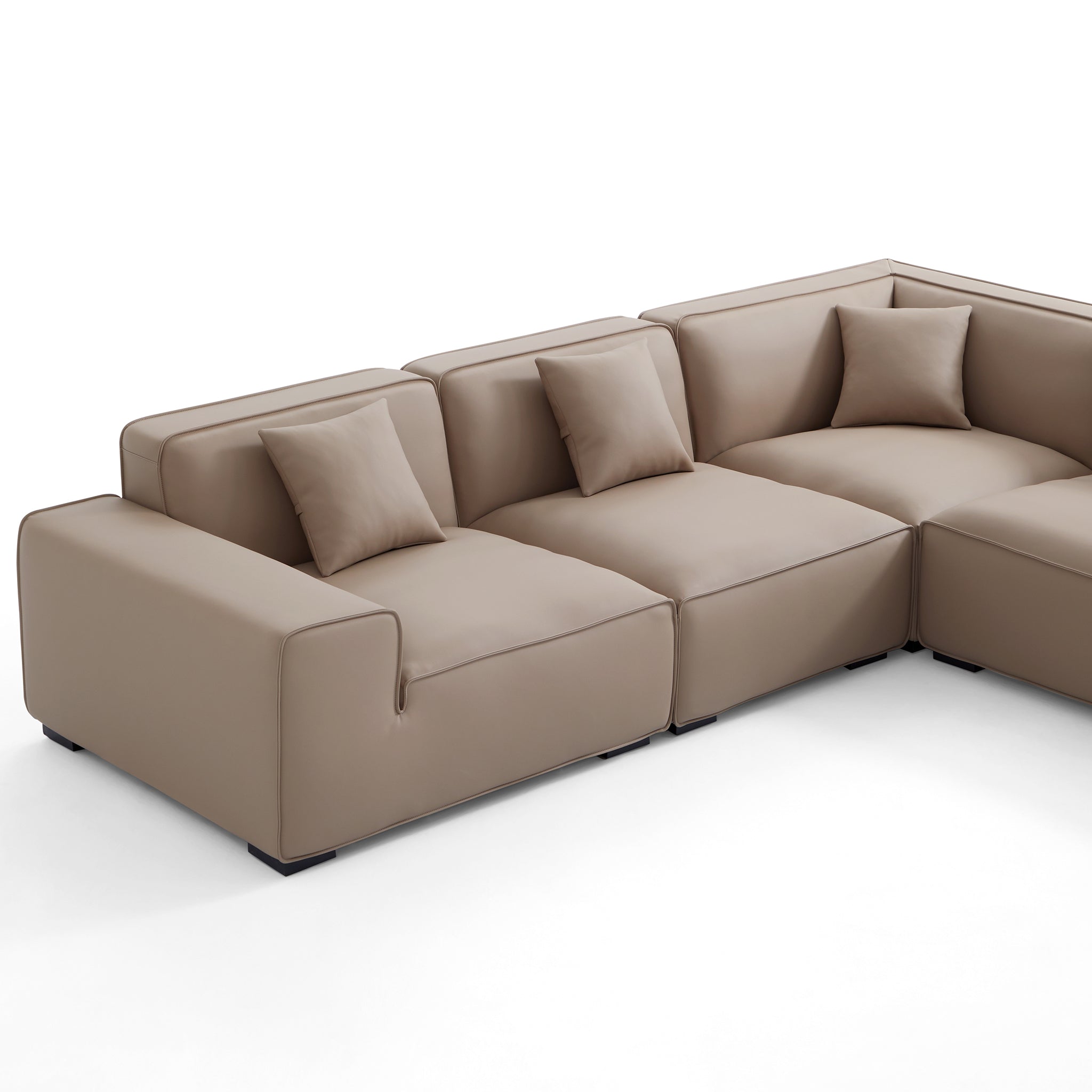 Domus Modular Beige Leather L-Shaped Sectional