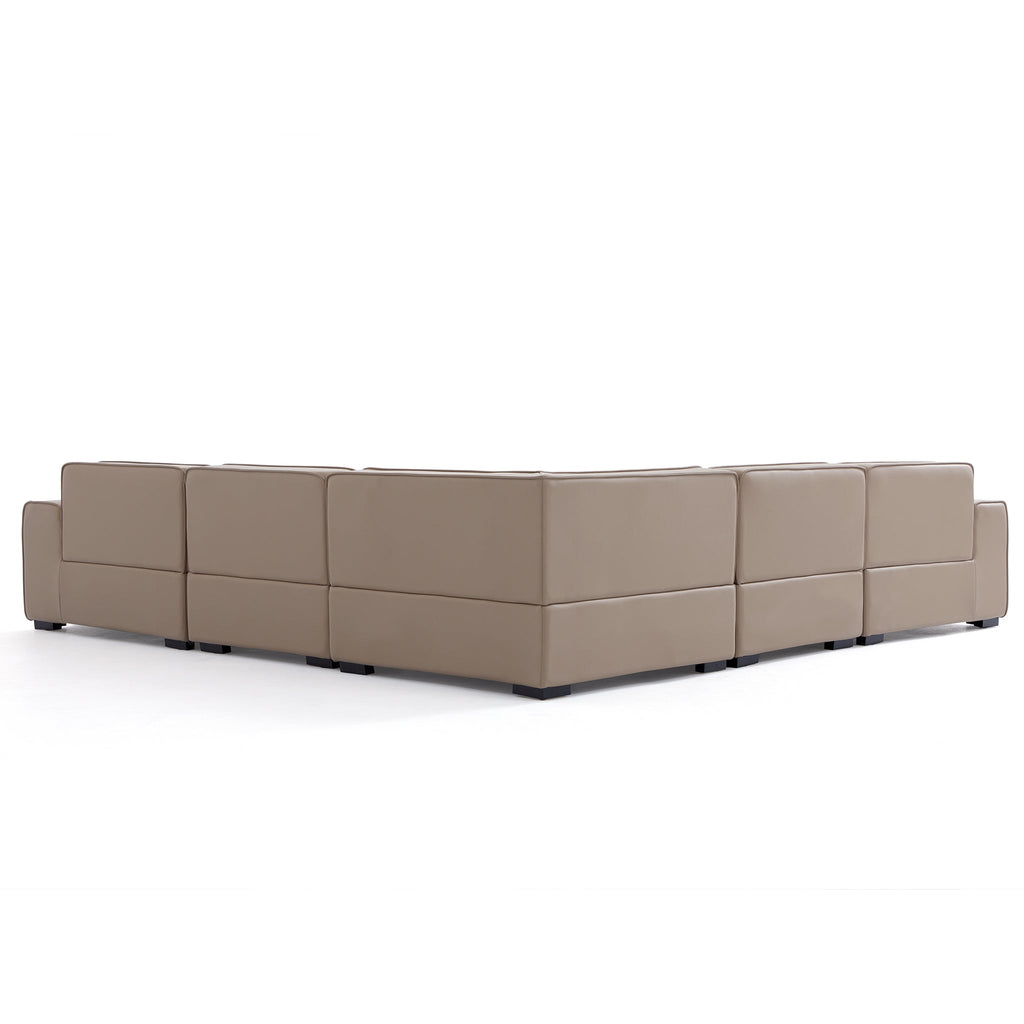 Domus Modular Black Leather L-Shaped Sectional