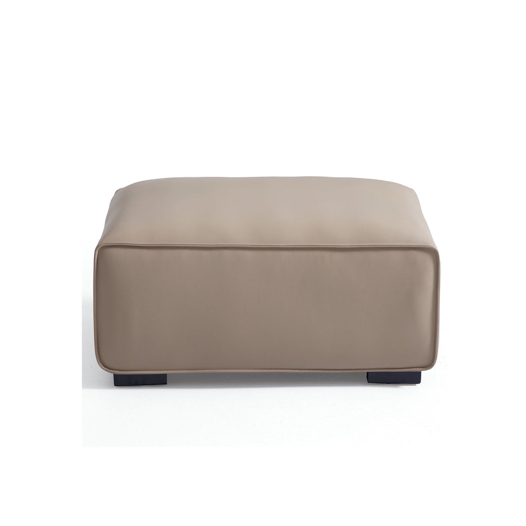 Domus Modular Beige Leather Sofa and Ottoman