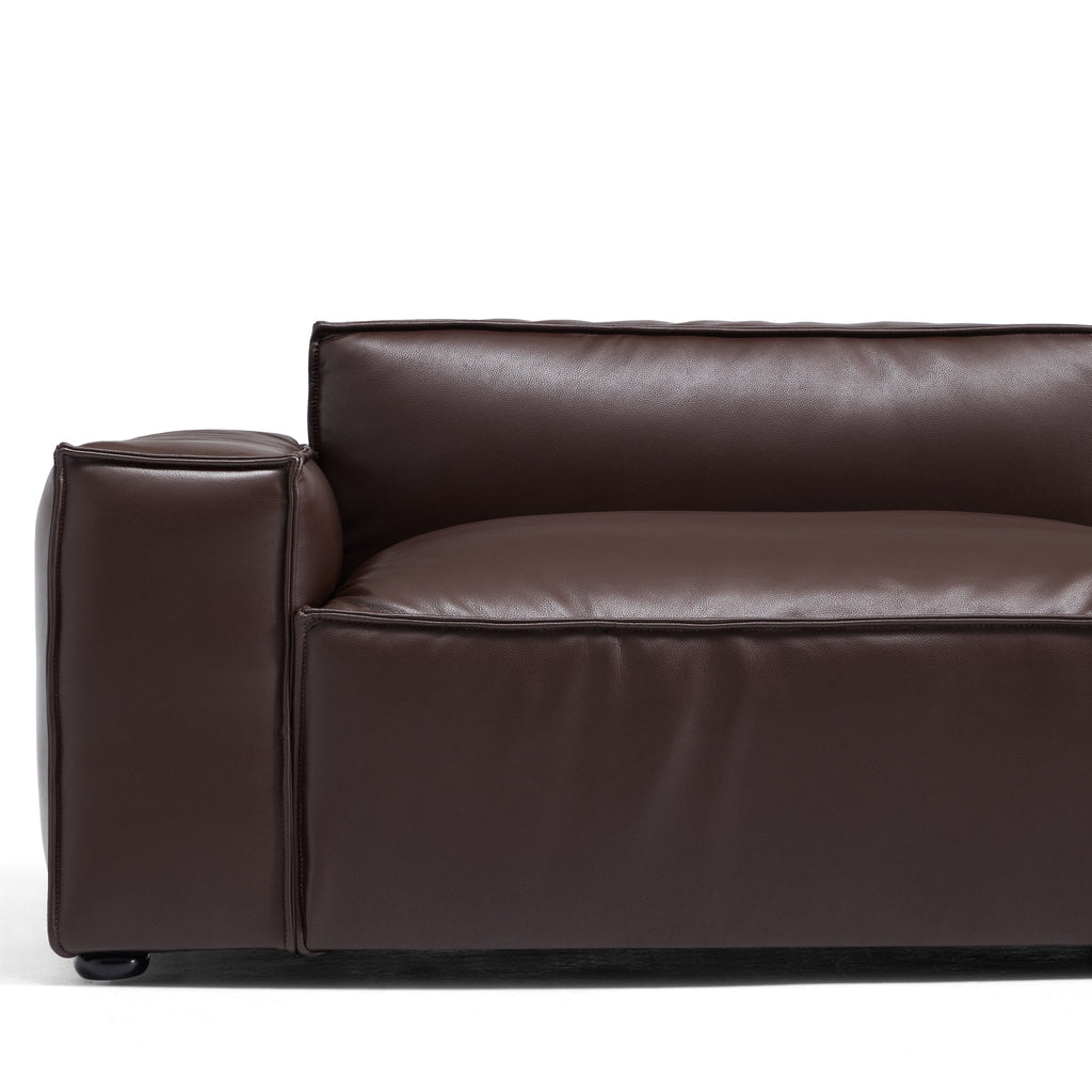 Canapé d'angle minimaliste de luxe en cuir marron foncé
