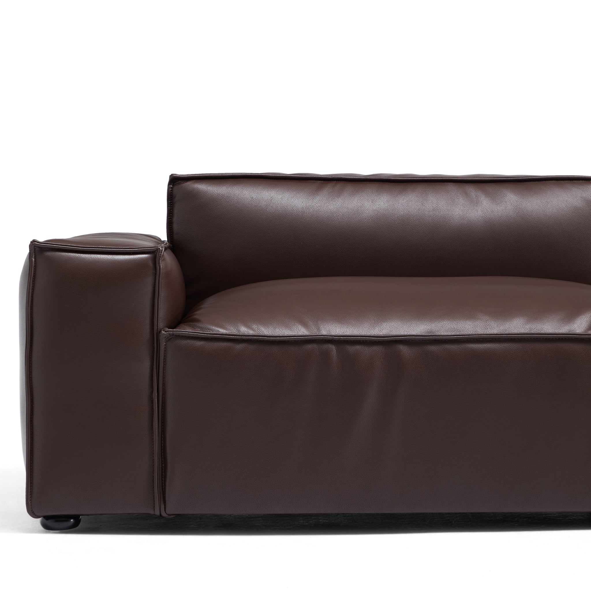 Canapé d'angle minimaliste de luxe en cuir marron foncé