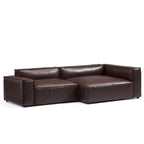 Canapé d'angle minimaliste de luxe en cuir marron foncé