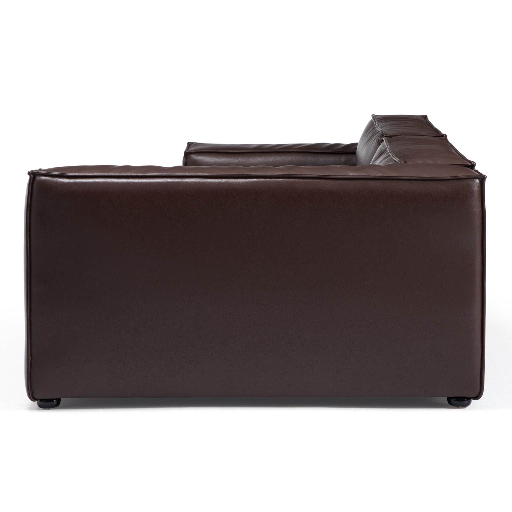 Canapé d'angle minimaliste de luxe en cuir marron foncé
