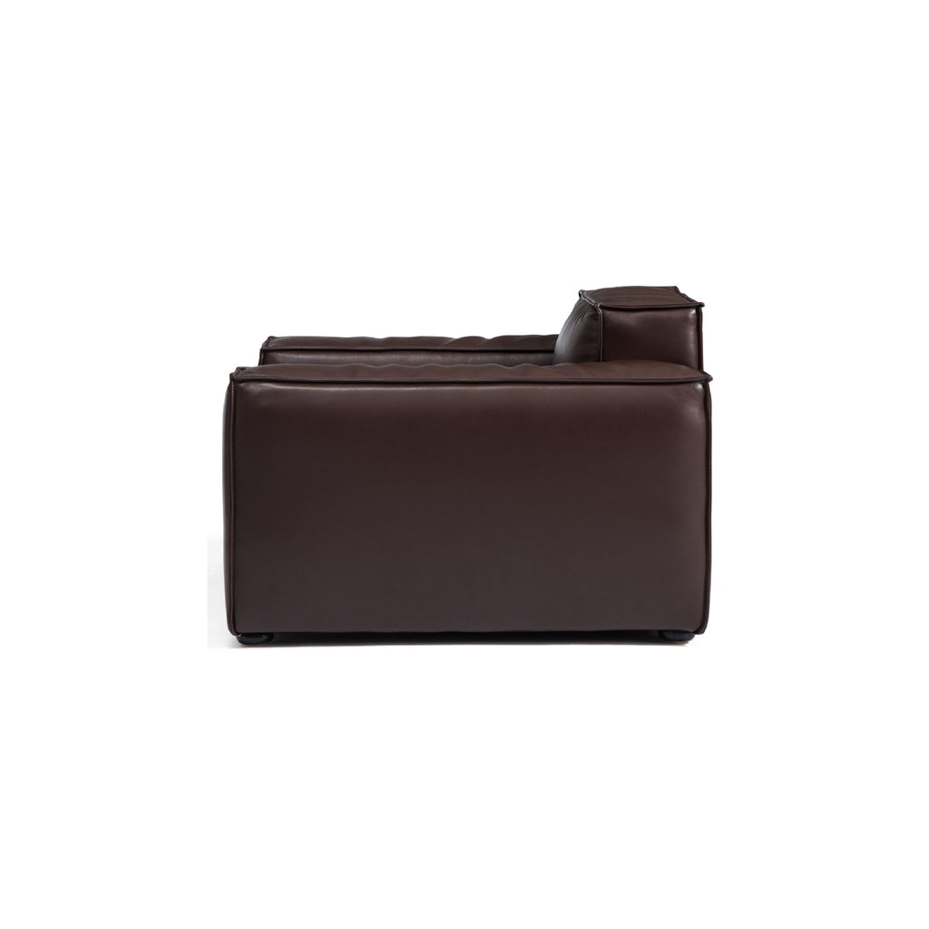 Fauteuil de luxe minimaliste en cuir marron foncé