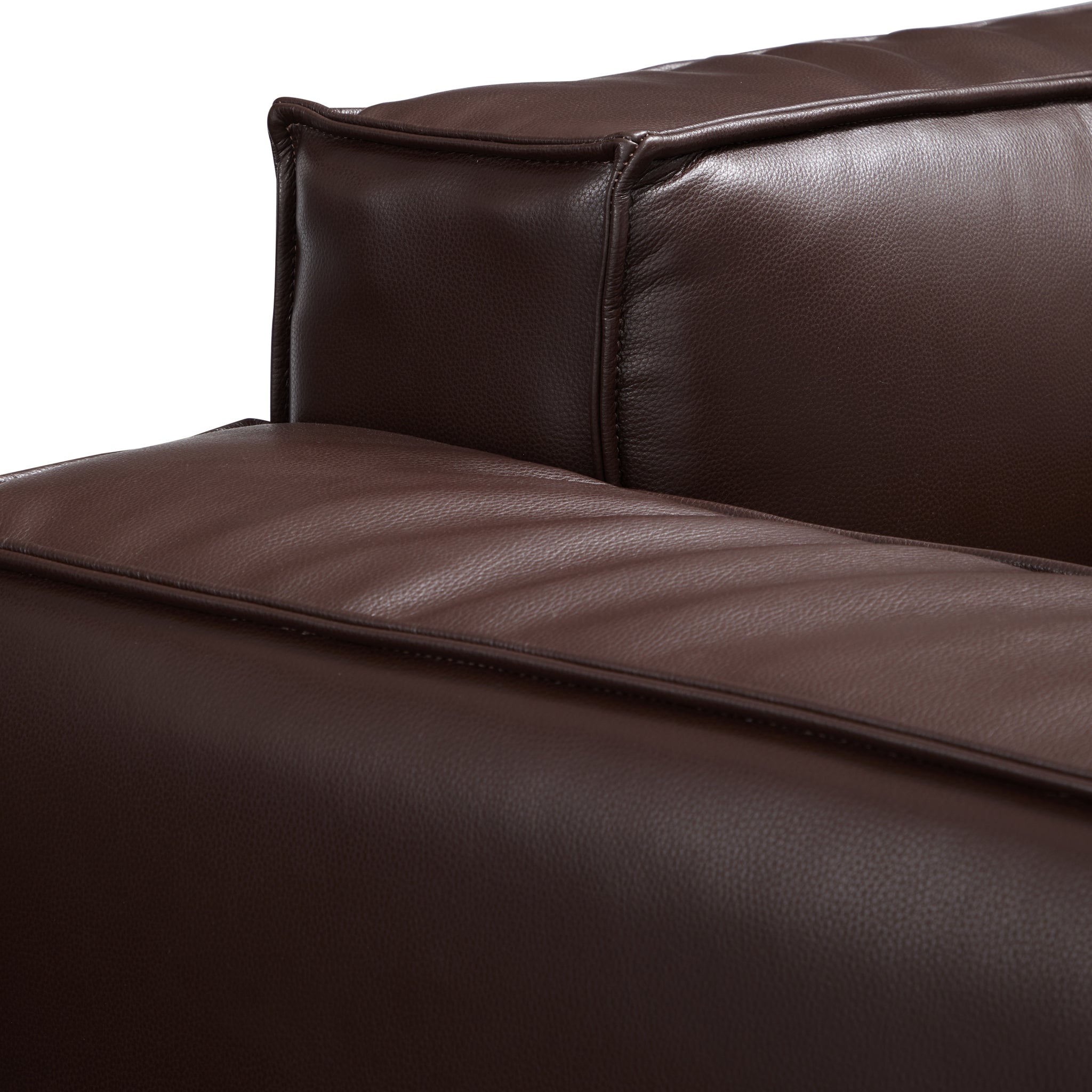 Canapé d'angle minimaliste de luxe en cuir marron foncé