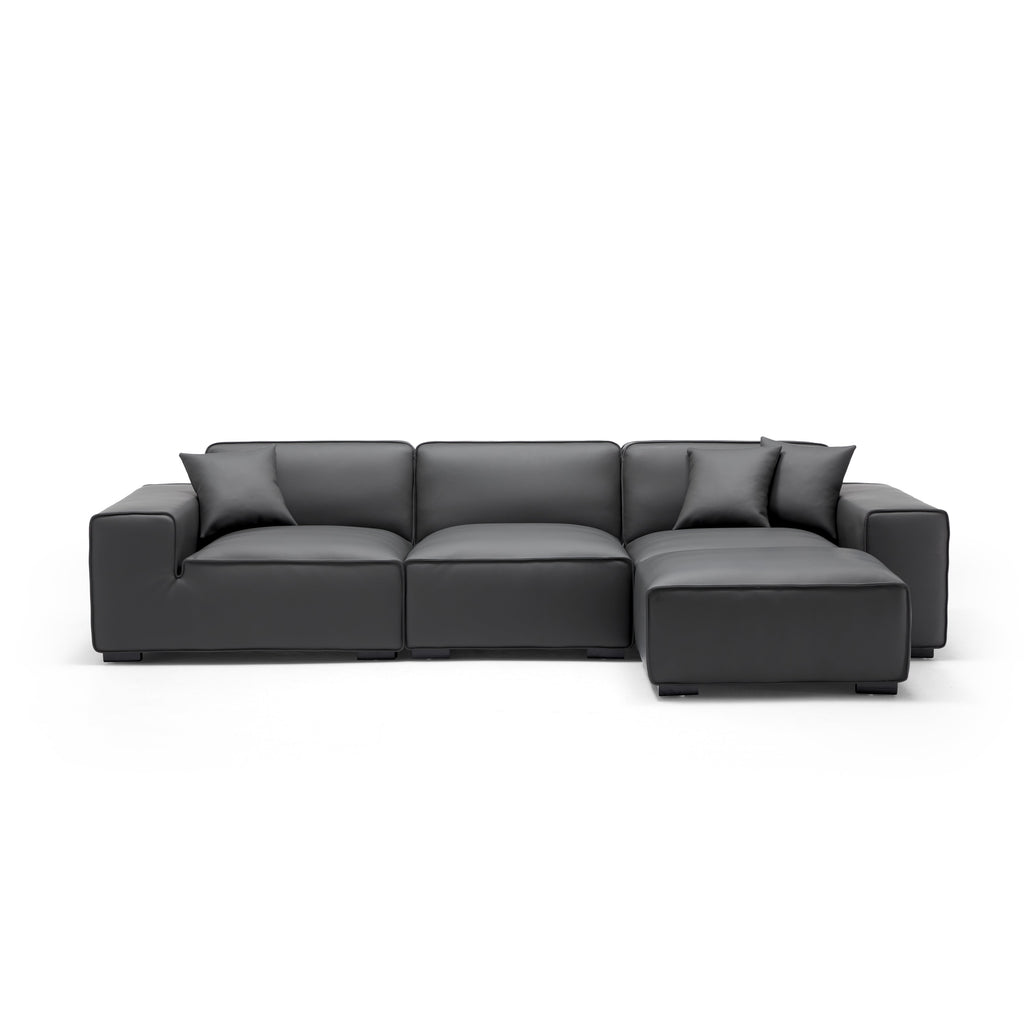 Domus Modular Khaki Leather Sofa and Ottoman