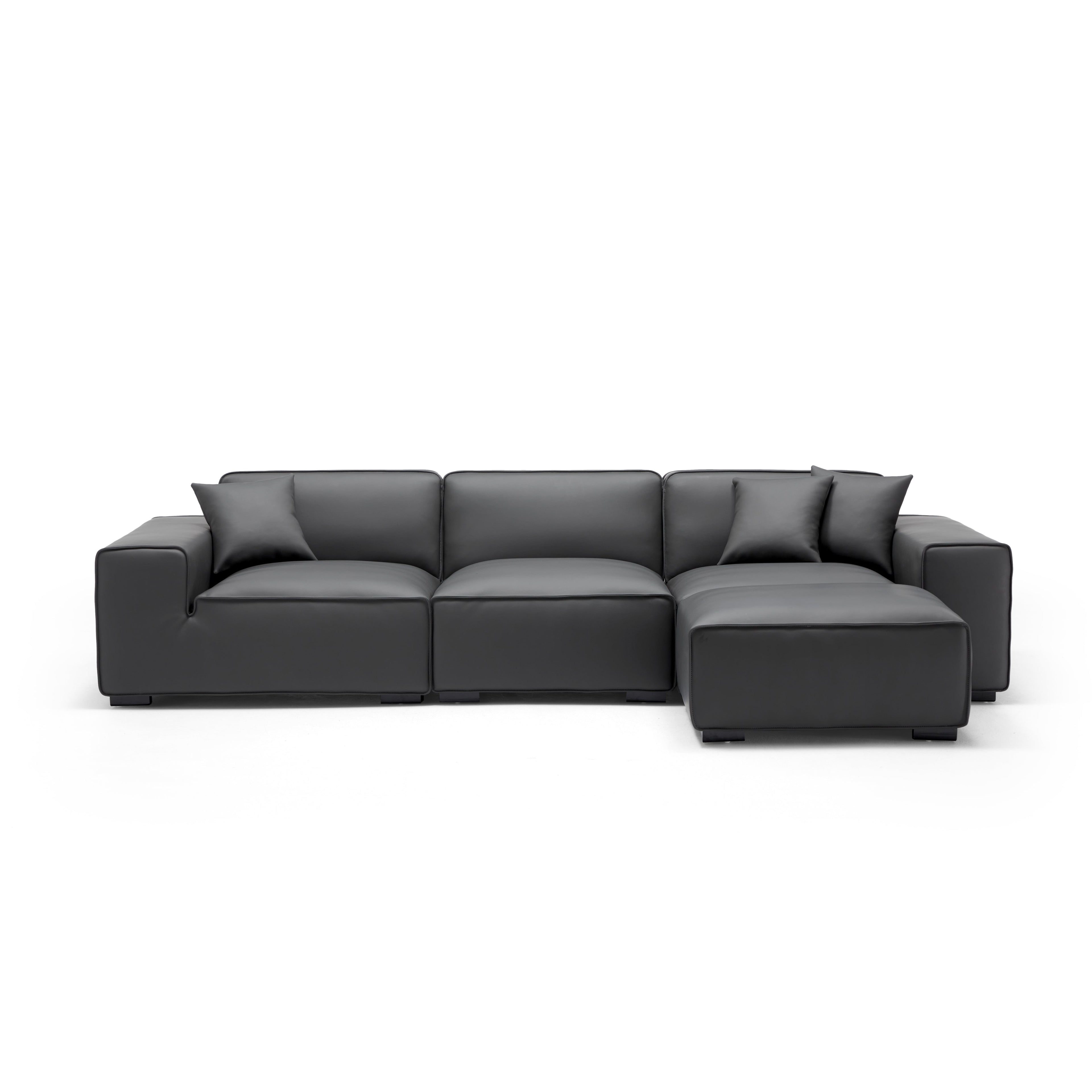 Domus Modular Khaki Leather Sofa and Ottoman
