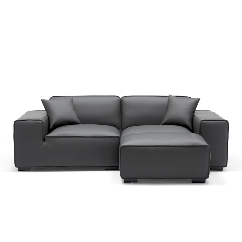 Domus Modular Khaki Leather Sofa and Ottoman