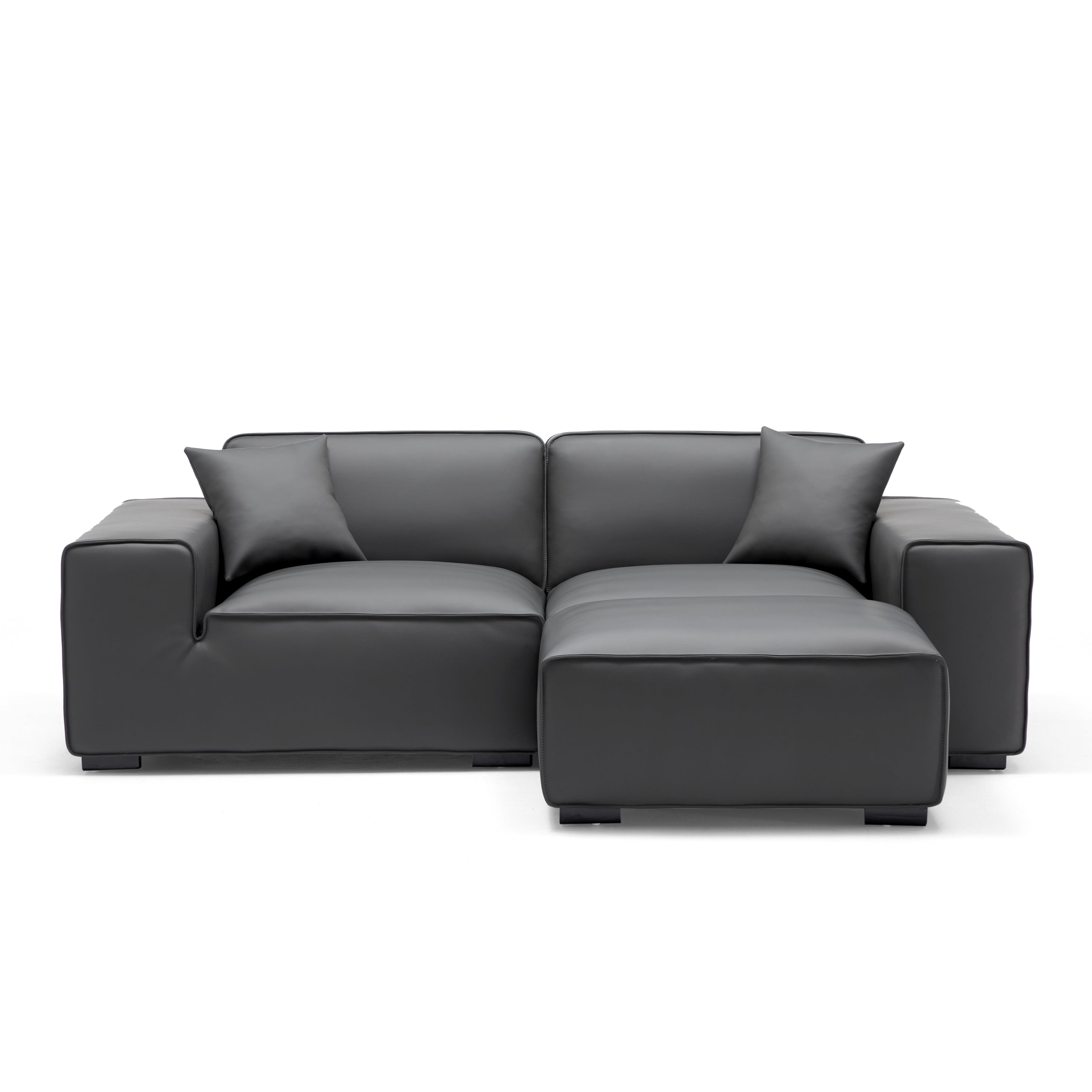 Domus Modular Khaki Leather Sofa and Ottoman