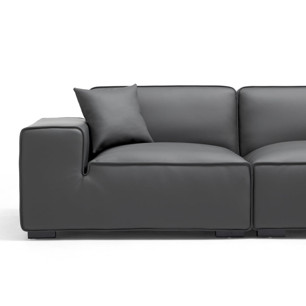 Domus Modular Black Leather Sofa Set