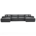 Domus Modular Dark Gray Leather U-Shaped Sectional Sofa