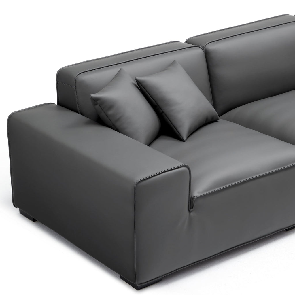 Domus Modular Black Leather Sectional Sofa
