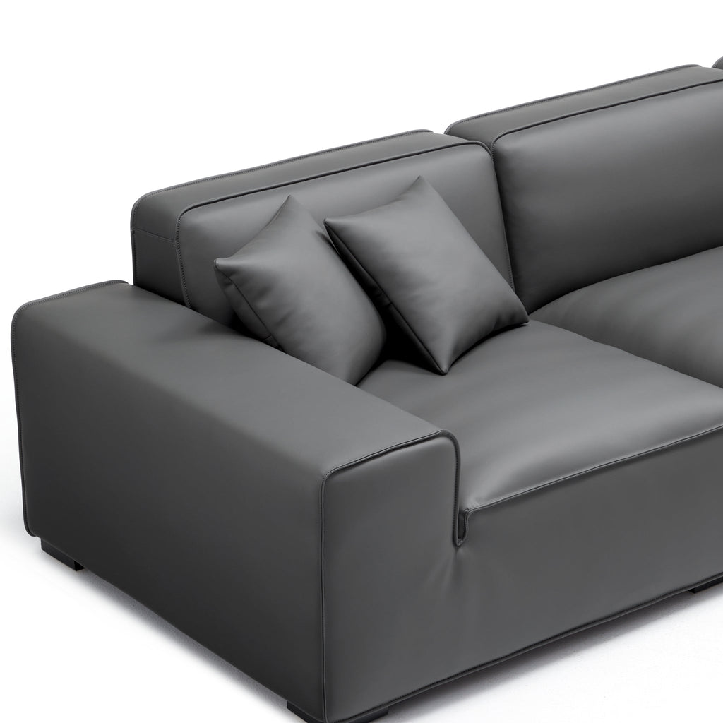 Domus Modular Black Leather U-Shaped Sectional