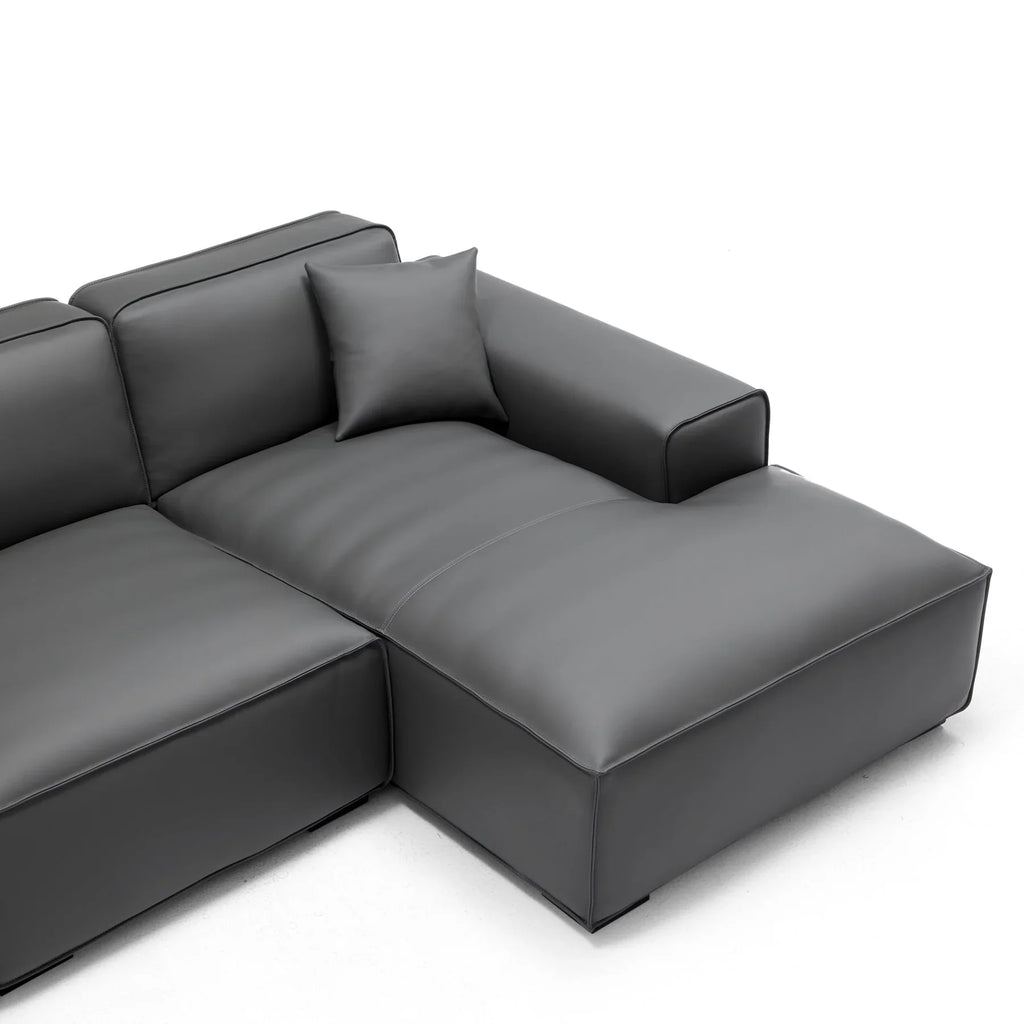 Domus Modular Black Leather Sectional Sofa