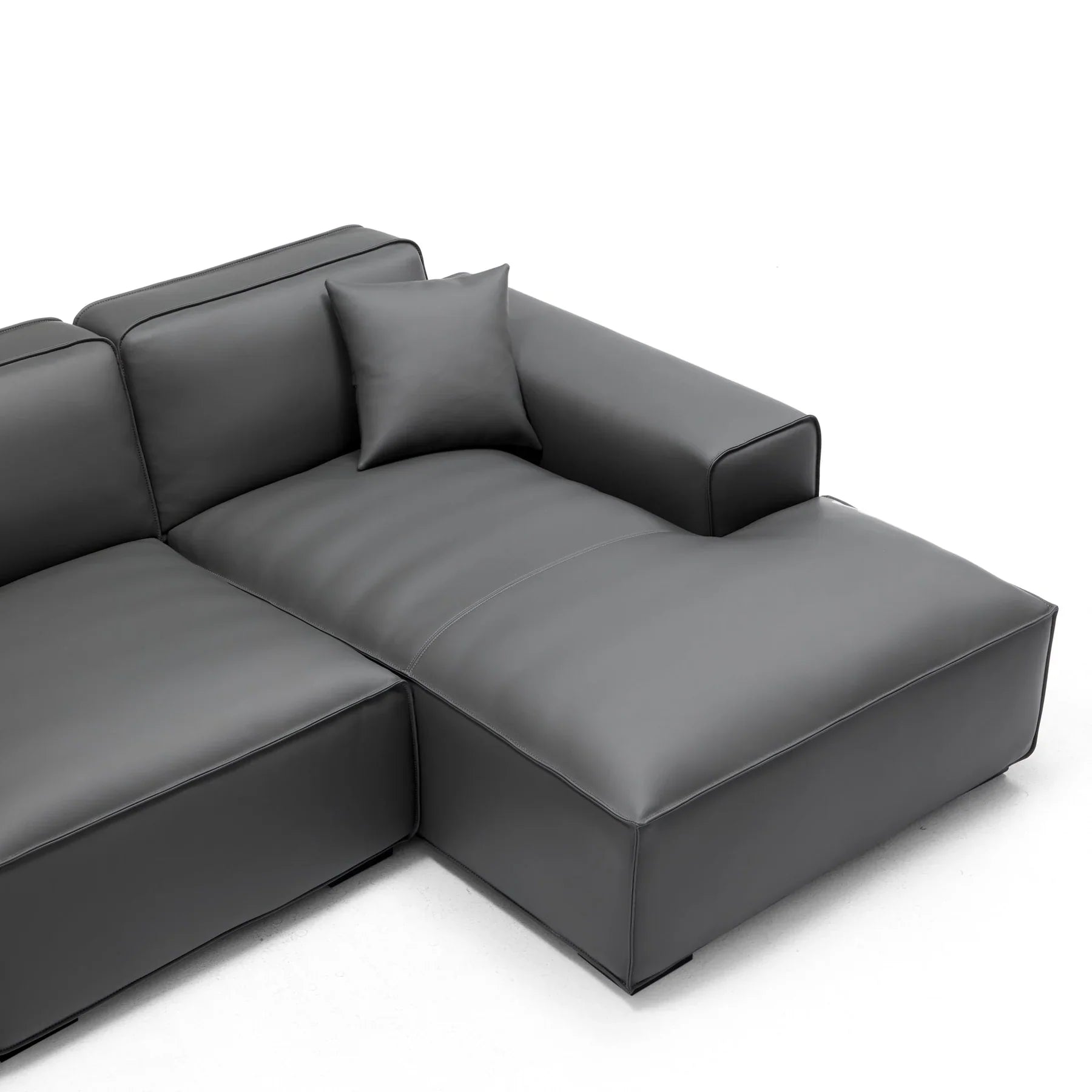 Domus Modular Black Leather Sectional Sofa
