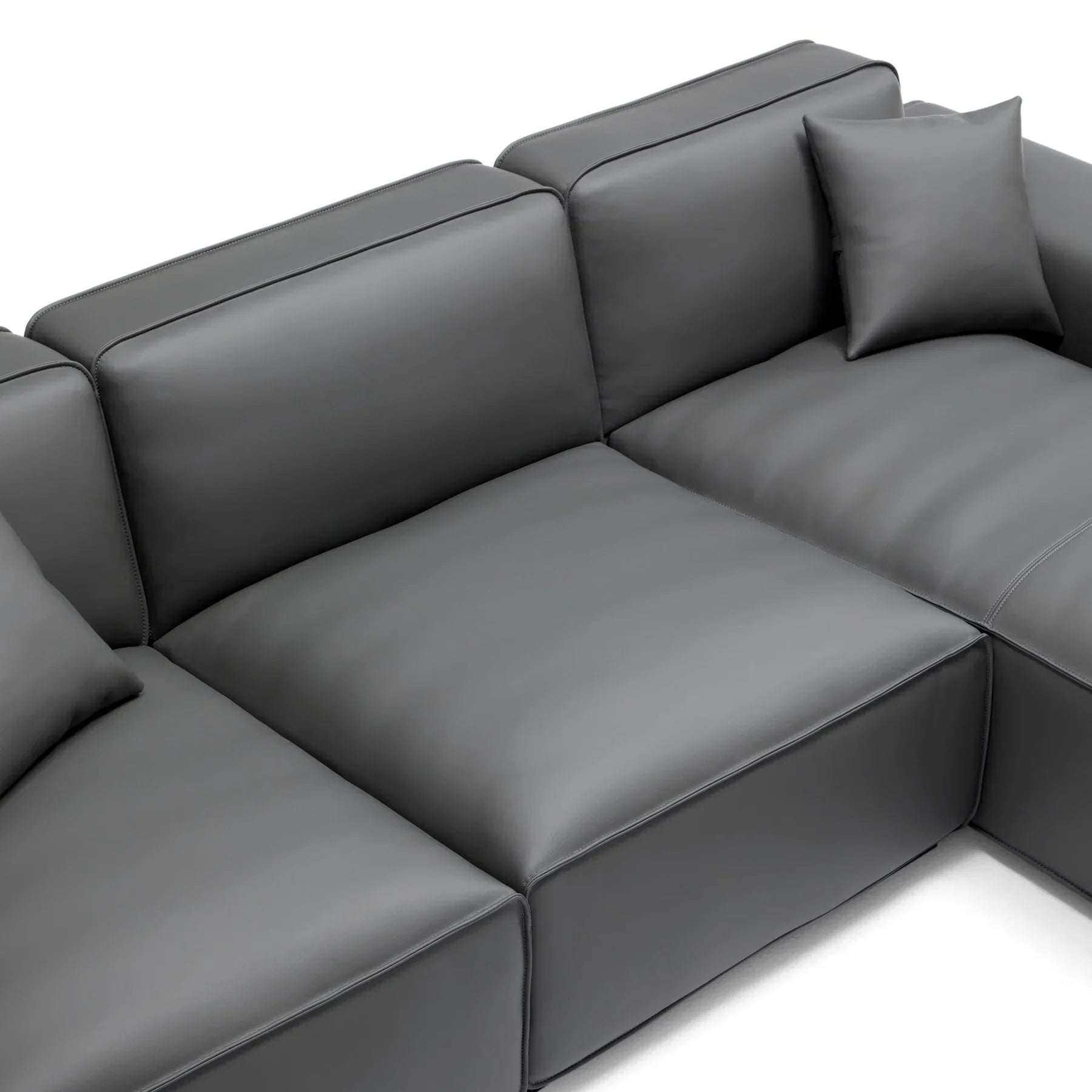Domus Modular Black Leather Sectional Sofa