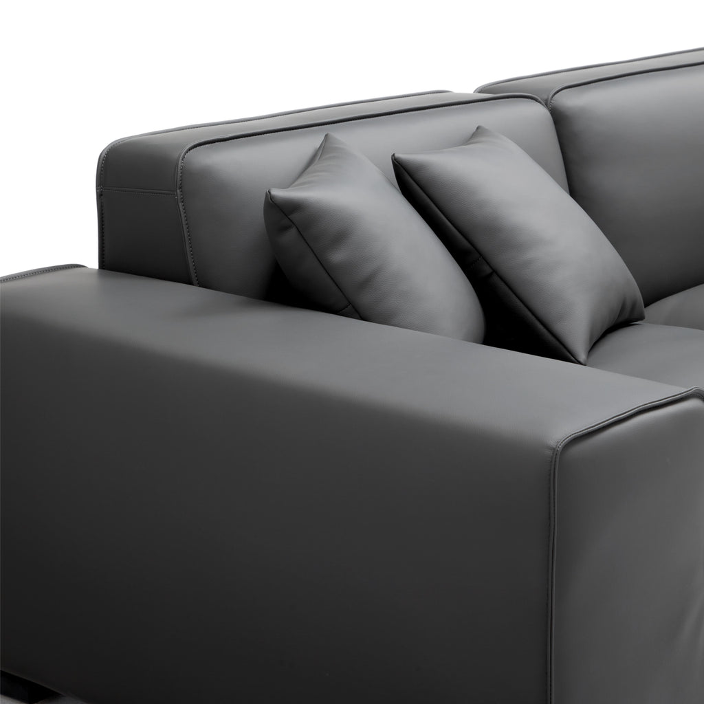 Domus Modular Khaki Leather Sofa and Ottoman