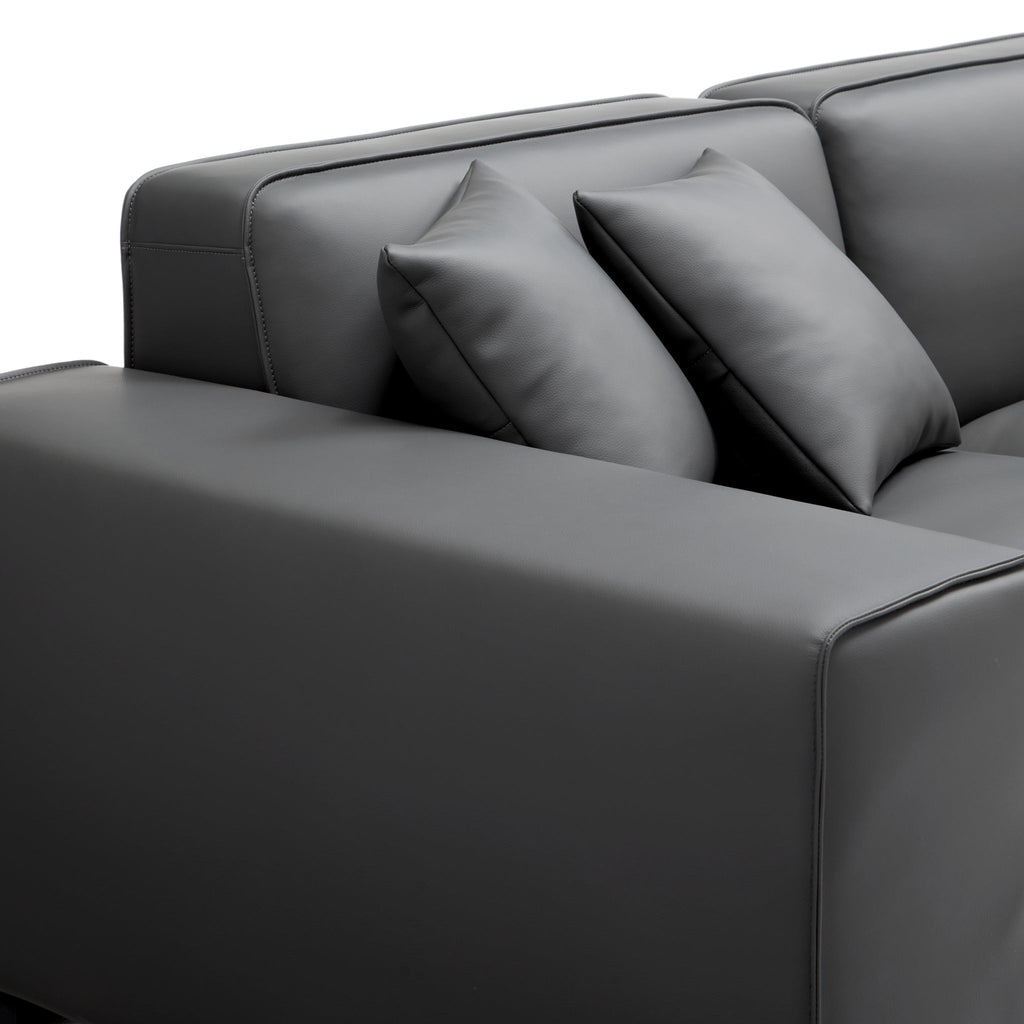 Domus Modular Beige Leather Sofa Set