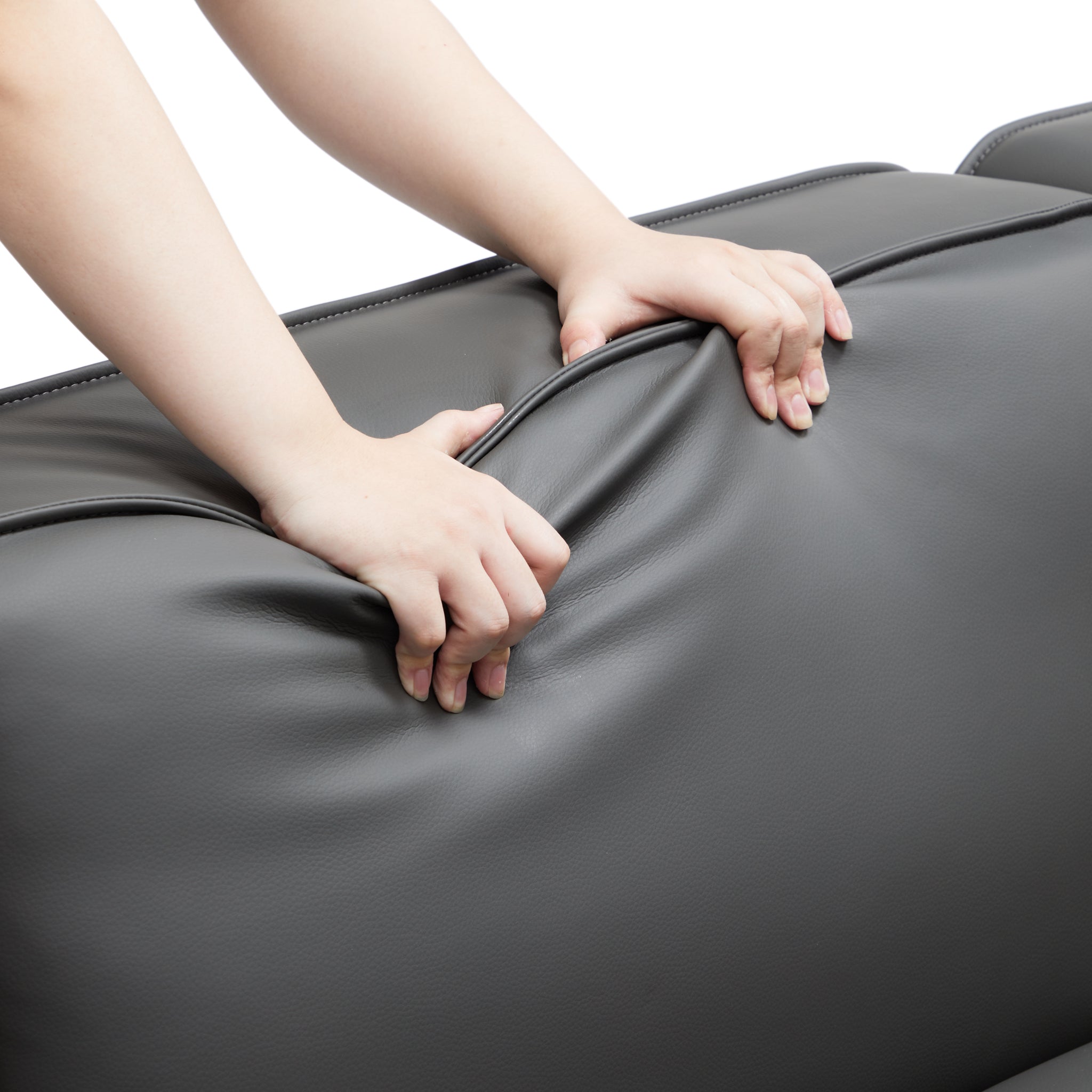 Domus Modular Black Leather Double Chaise Sectional