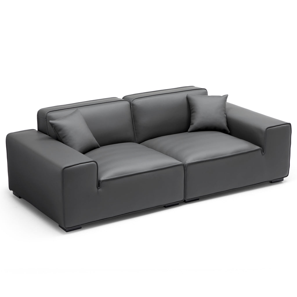Domus Modular Beige Leather Sofa Set