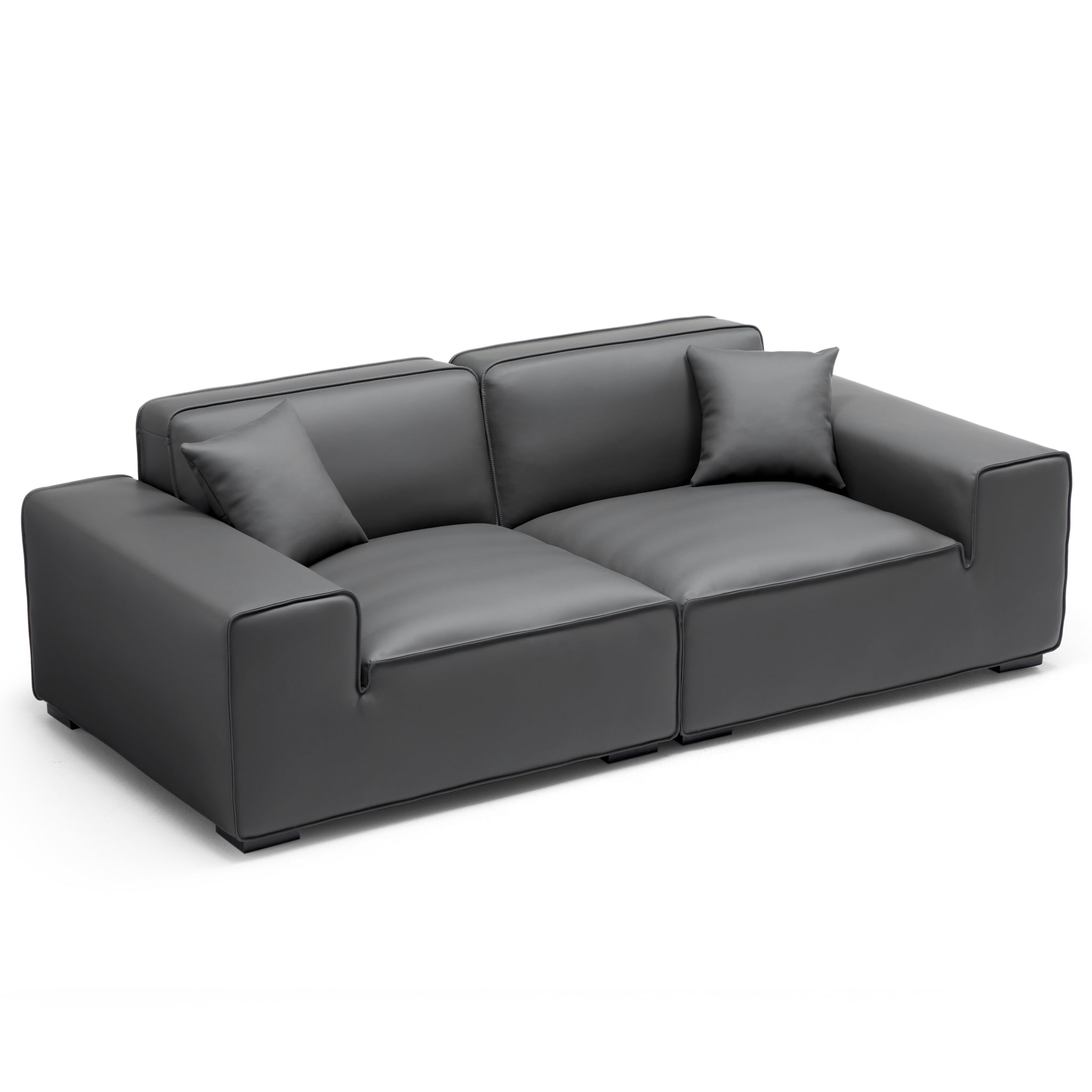 Domus Modular Beige Leather Sofa Set