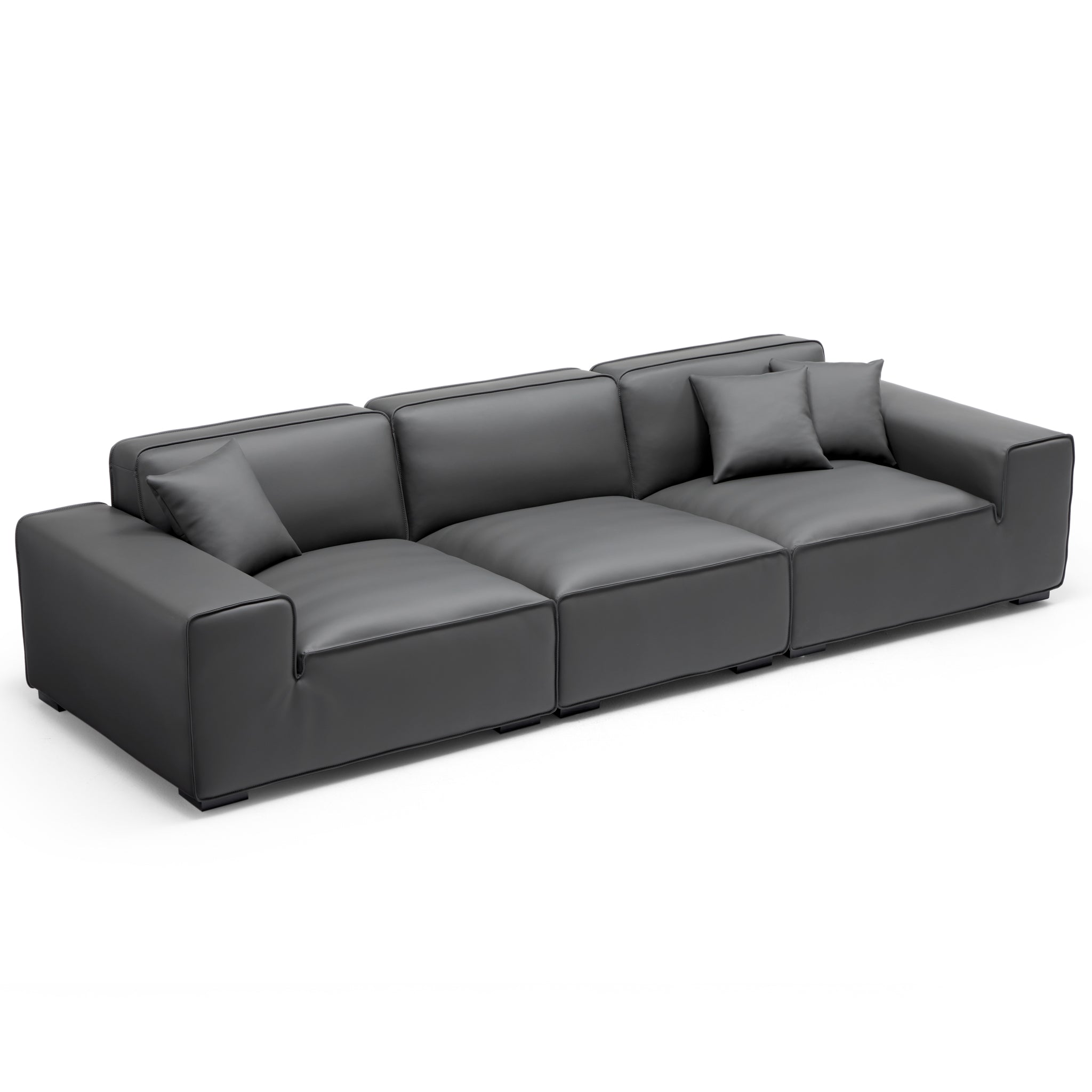 Domus Modular Black Leather Sofa