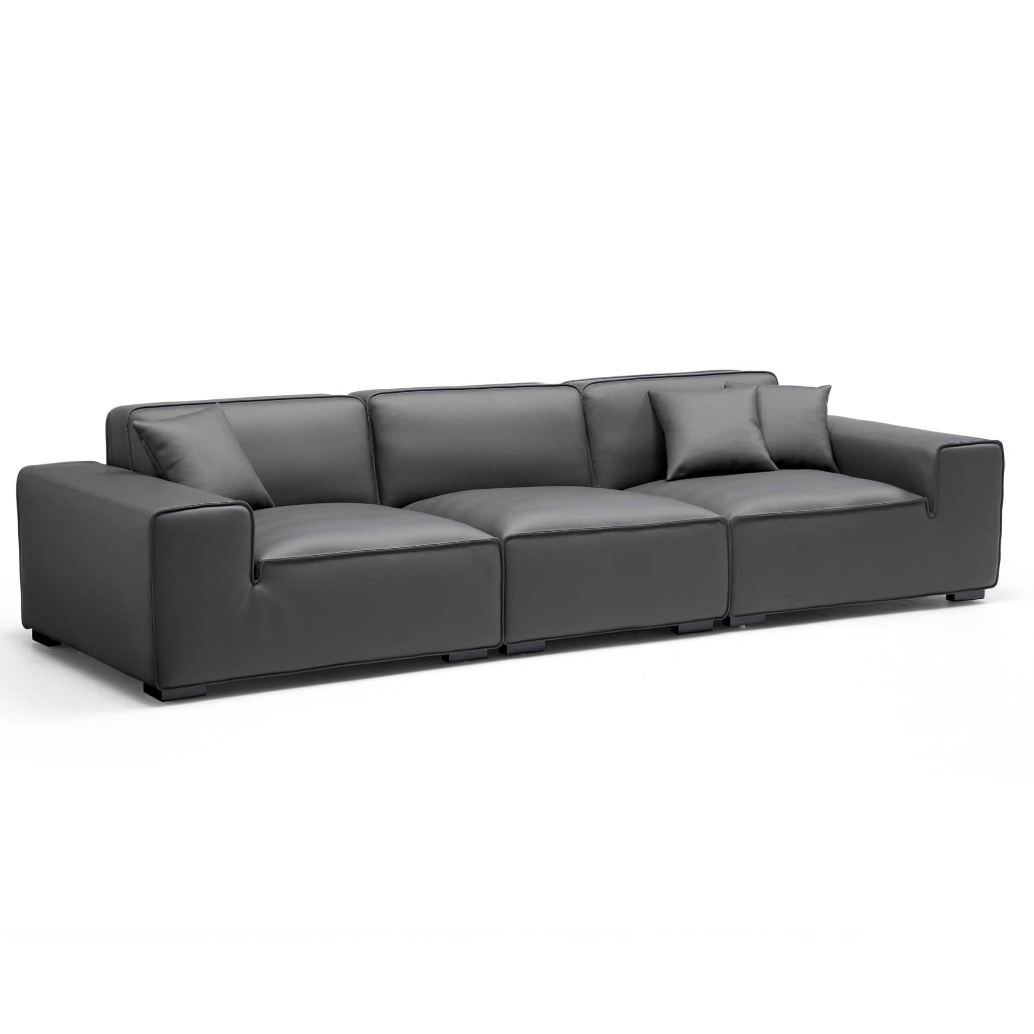 Domus Modular Black Leather Sofa